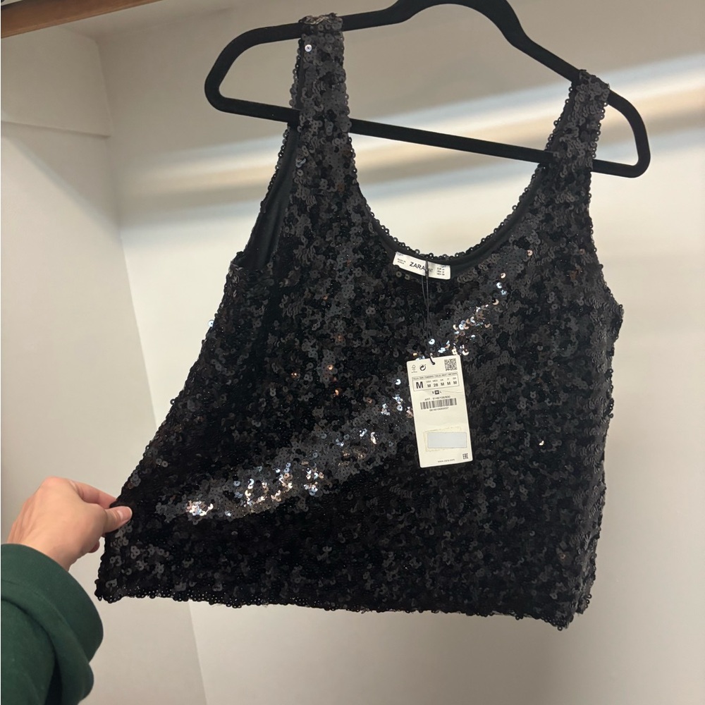 NWT Black Sequin Sleeveless Top